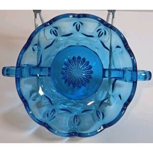 Vintage Anchor Hocking Fairfield Blue Double Handle Candy‎ Dish